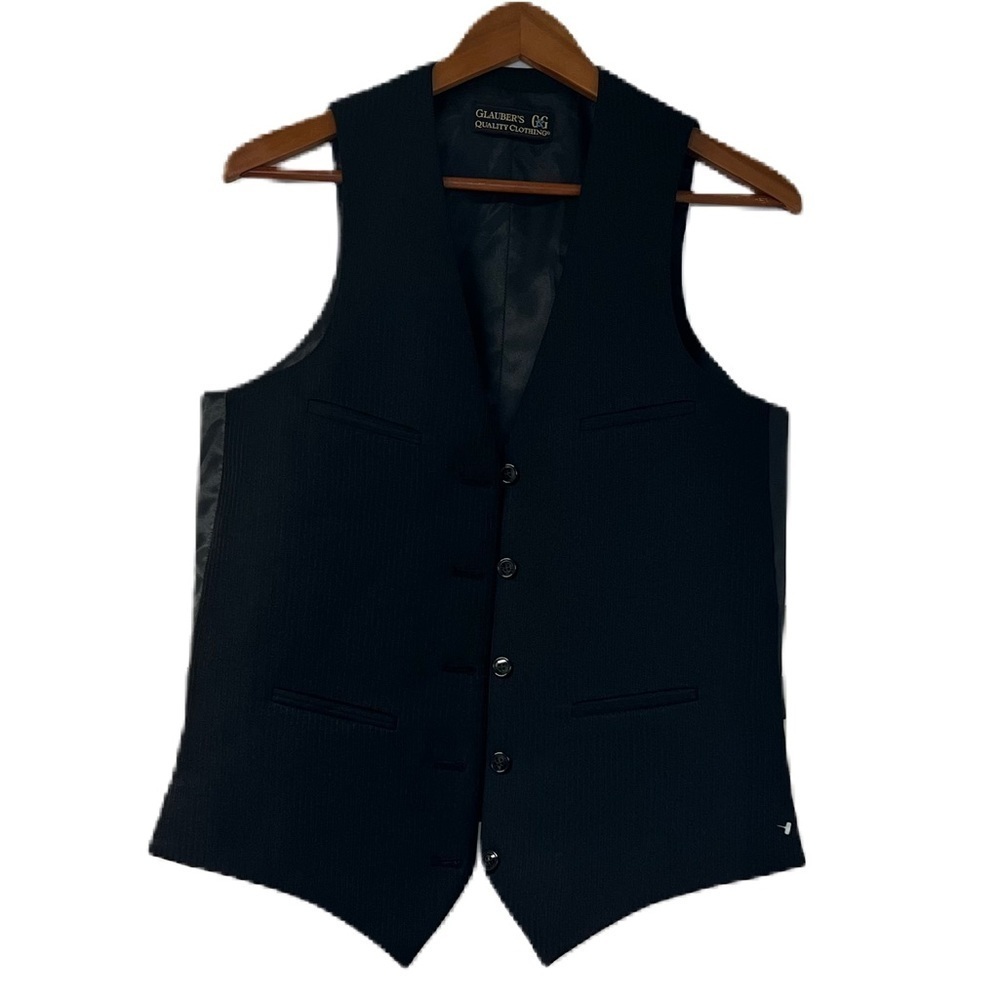 Glauber's Quality Clothing Boys 20X black pinstripe vest dapper holiday classic